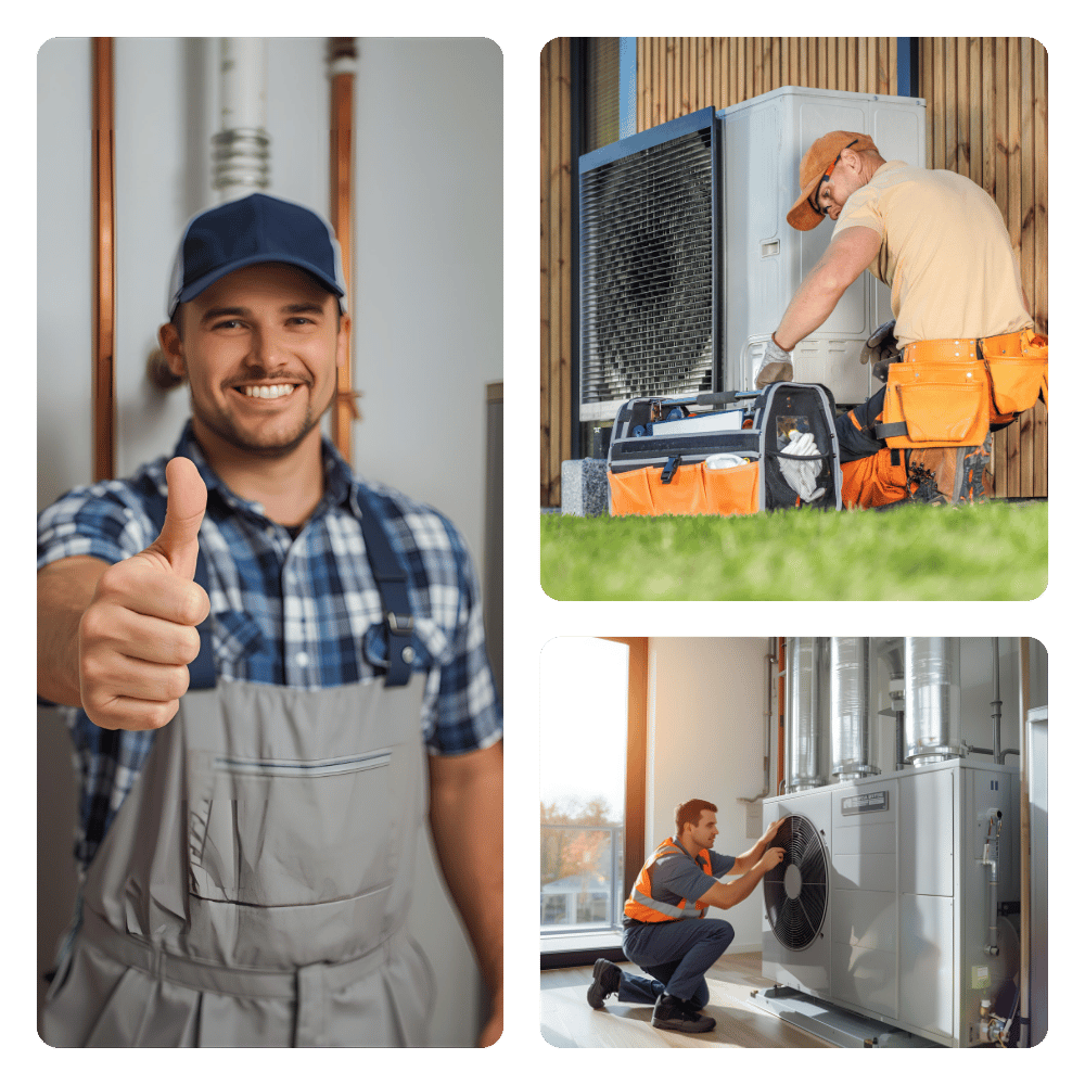 Technicien Thermys réparant une pompe à chaleur